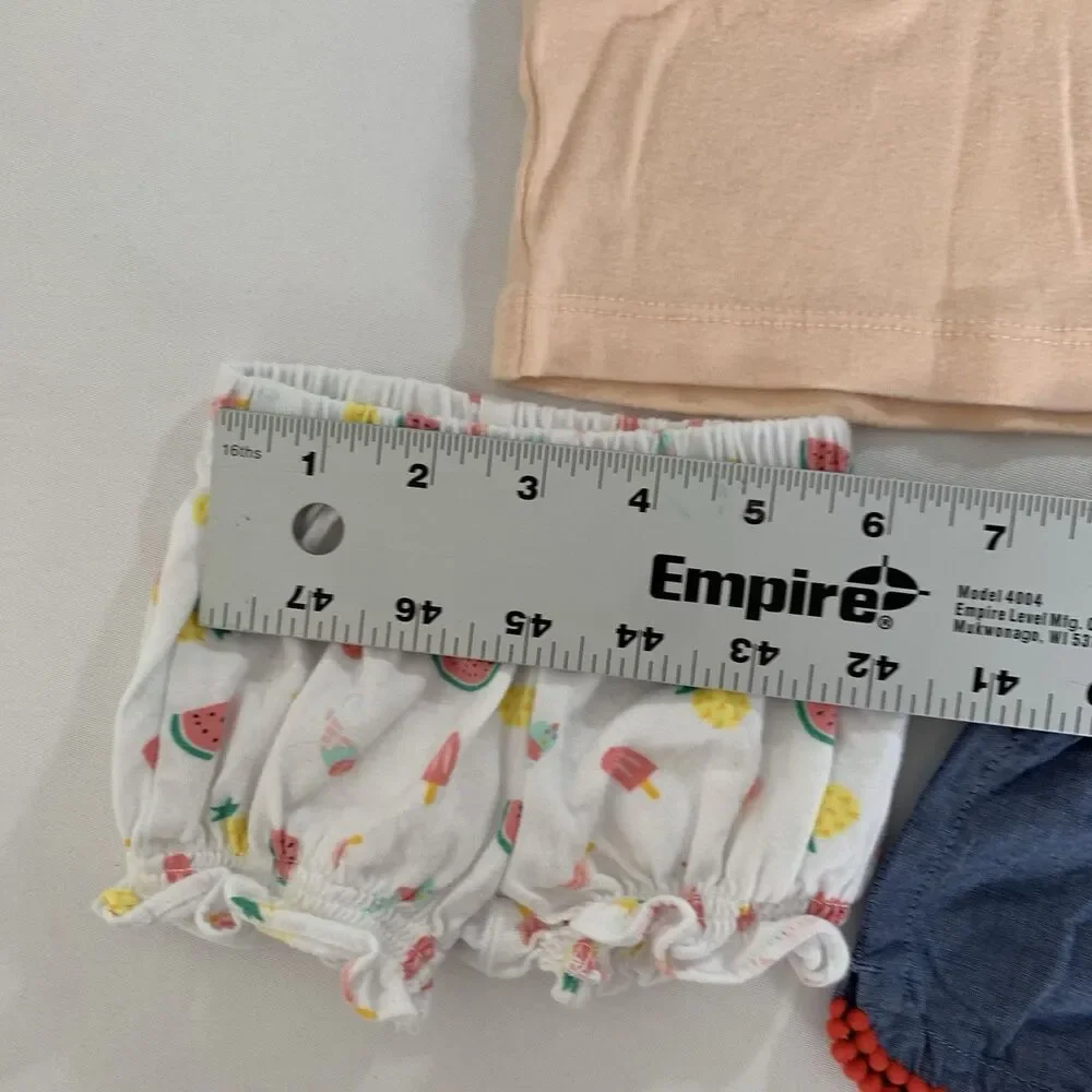 Newborn Baby Girl Outfit Shorts TShirt Chambray Summer Watermelon Colorful Play‎